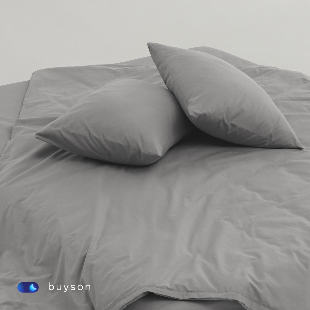 Комплект наволочек buyson BuyRelax 50х70 см, хлопковый перкаль, цвет стальной - фото 6