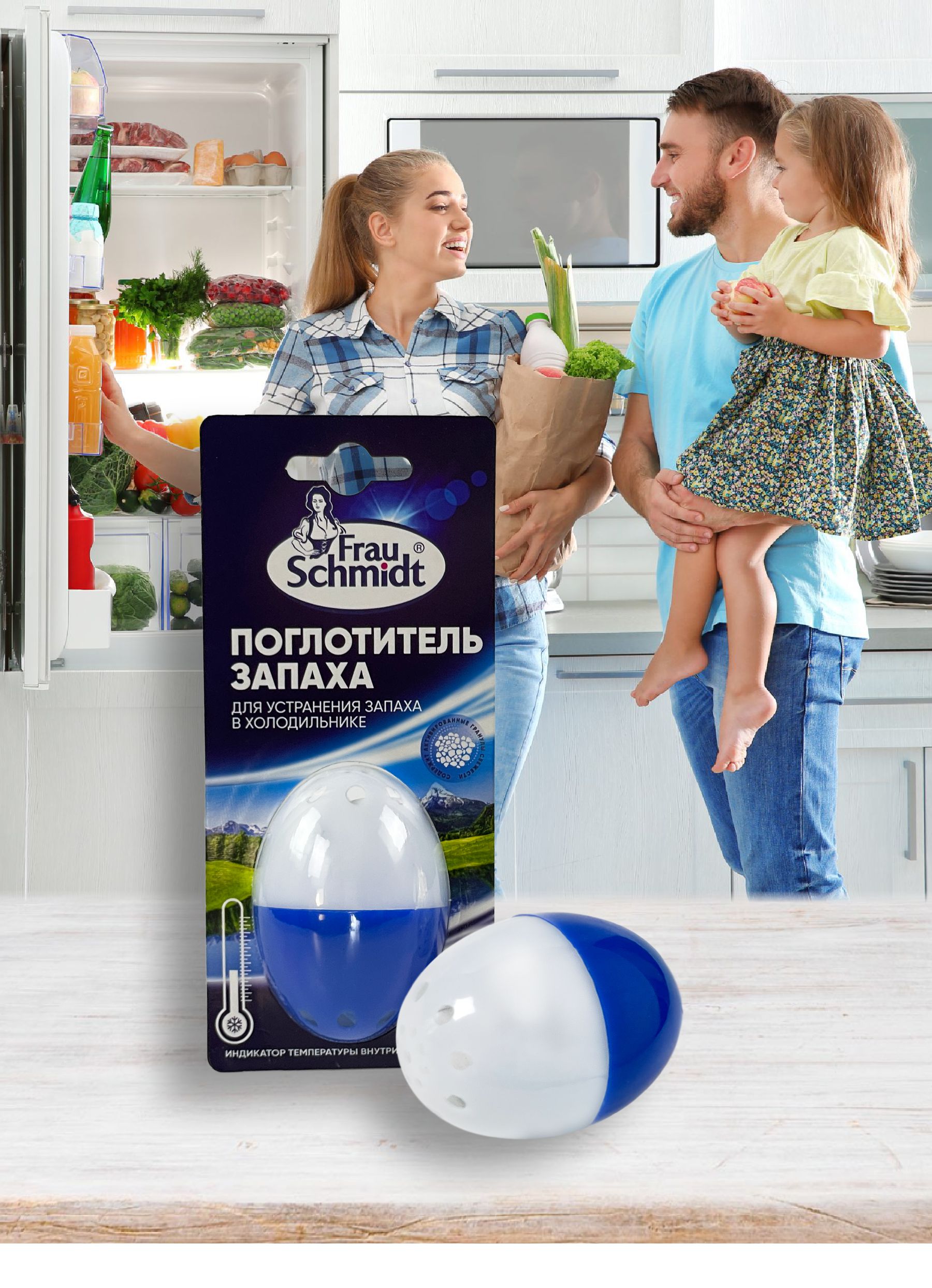 Поглотитель запаха Frau Schmidt для холодильника с индикатором температуры - фото 8