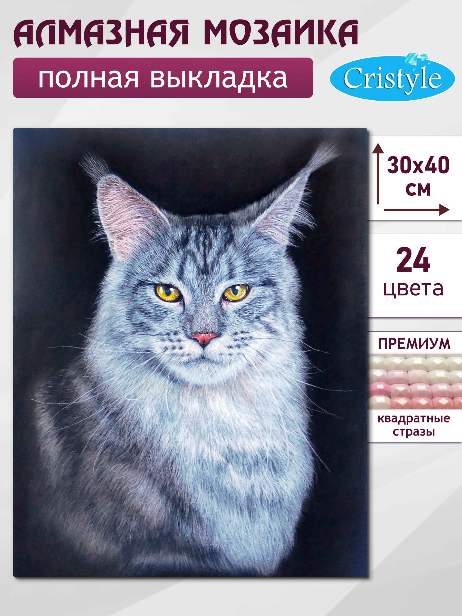 Алмазная мозаика Cristyle Кот Мейн-кун - фото 2
