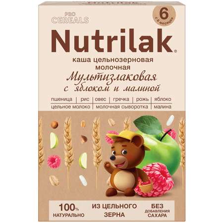 Каша молочная Nutrilak Premium Procereals мультизлаковая яблоко-малина 200г с 6месяцев