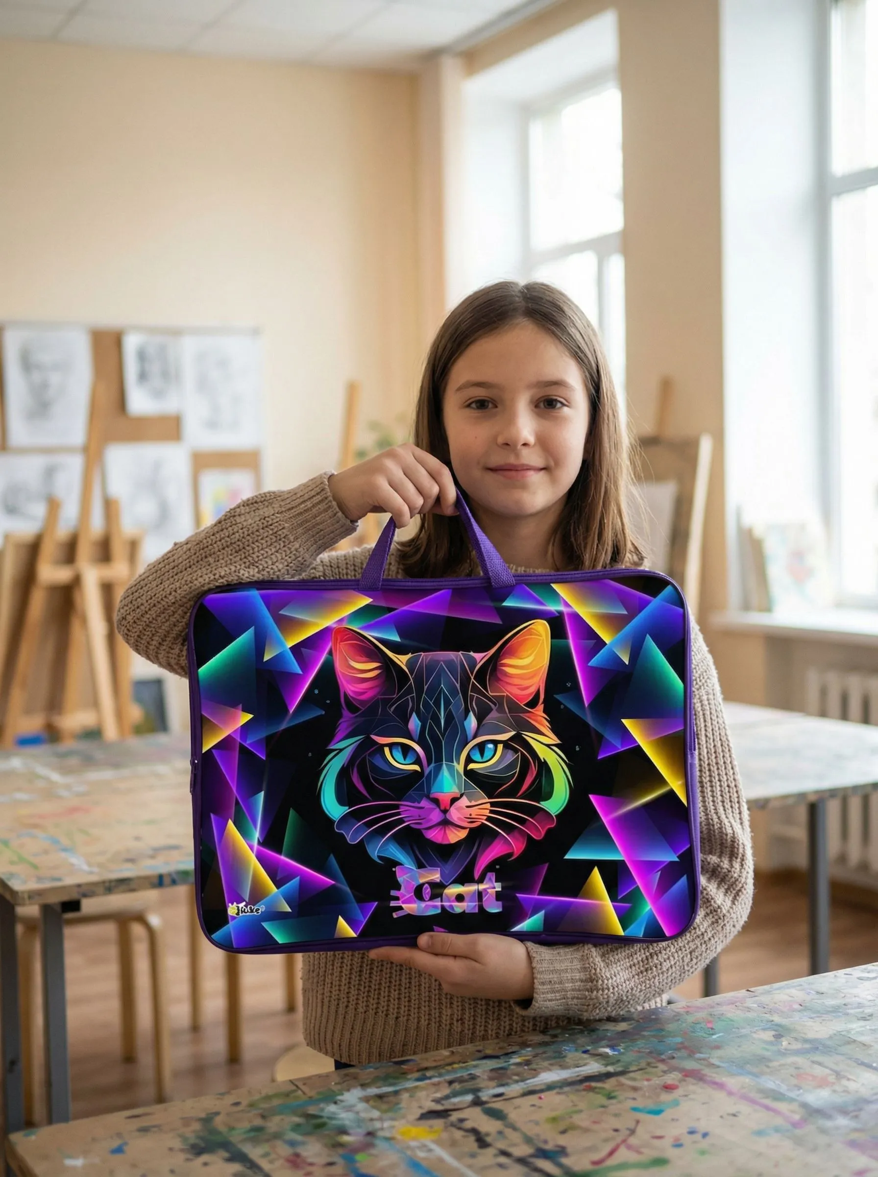 Папка с ручками Оникс Geometric cat А3 - фото 2