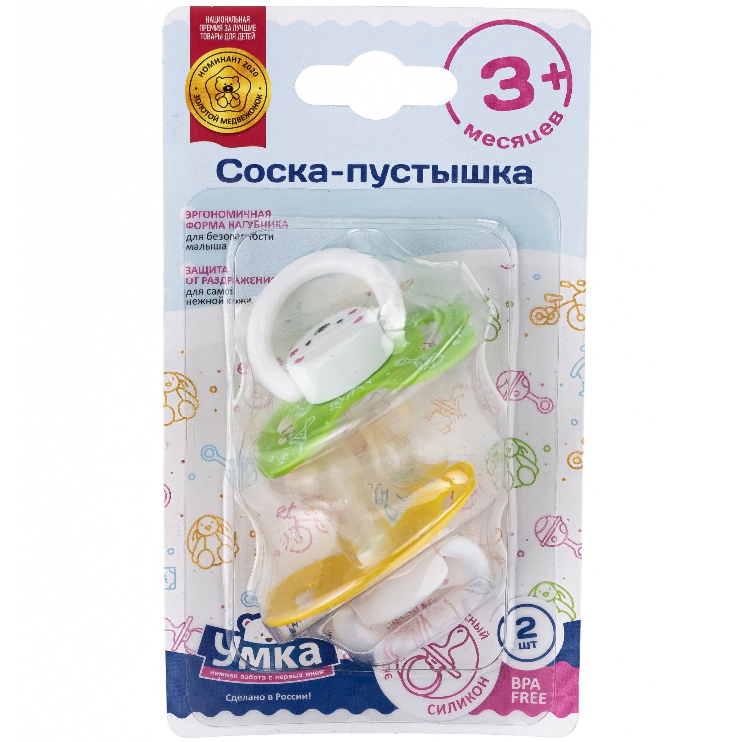 Пустышка Умкa анатомическая от 3 мес. 2 шт. - фото 1