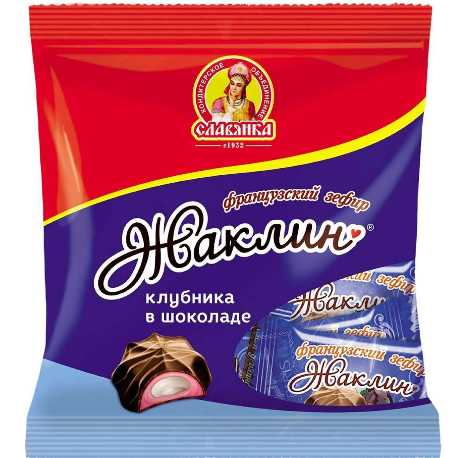 Конфеты Славянка французский зефир клубника в шоколаде 190г - фото 1