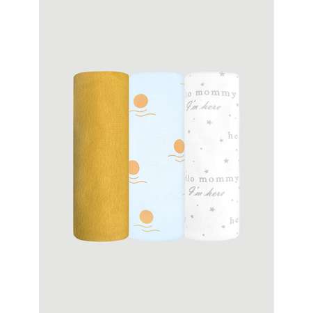 Пелёнка Mjolk Hello Mommy Новый день Mustard трикотаж 80х80 см 3 шт.