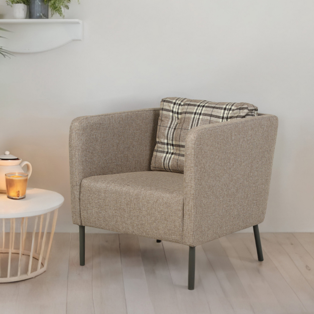 Мягкое кресло IKEA Экера 71х74х71 см серо-бежевая рогожка - фото 12