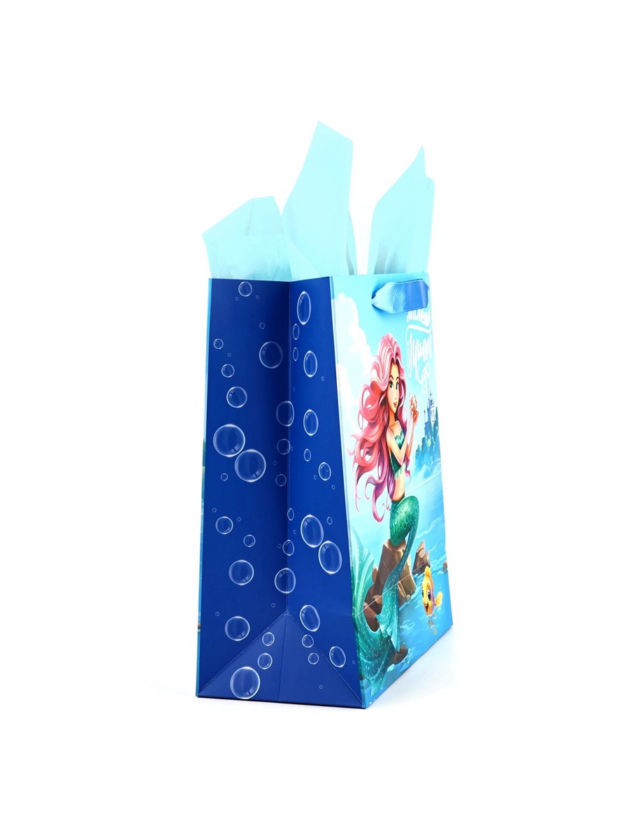 Пакет ламинированный Дарите Счастье Русалочка с тишью и открыткой ML 23 × 27 × 115 - фото 5