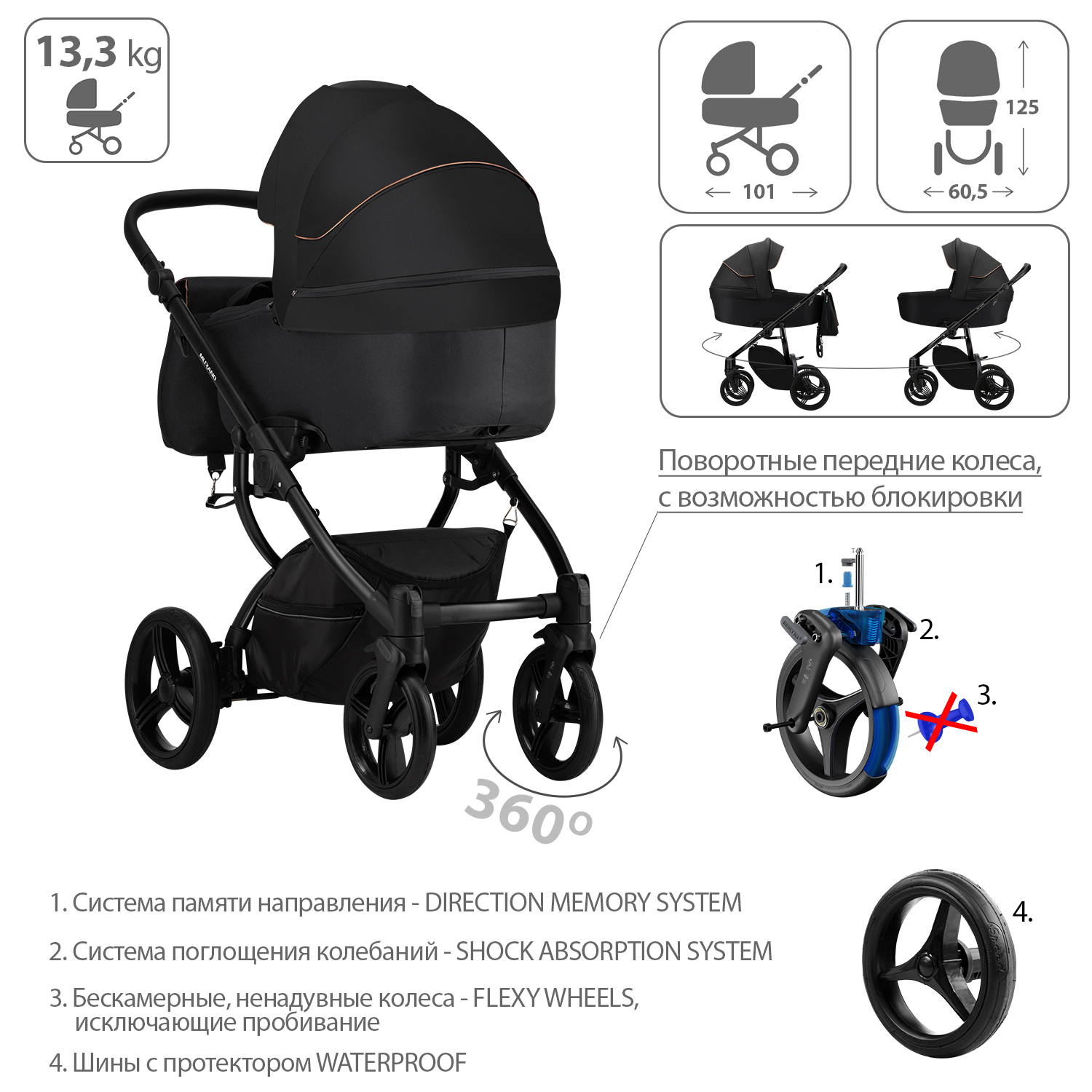 Коляска 2в1 Bebetto Murano - фото 4