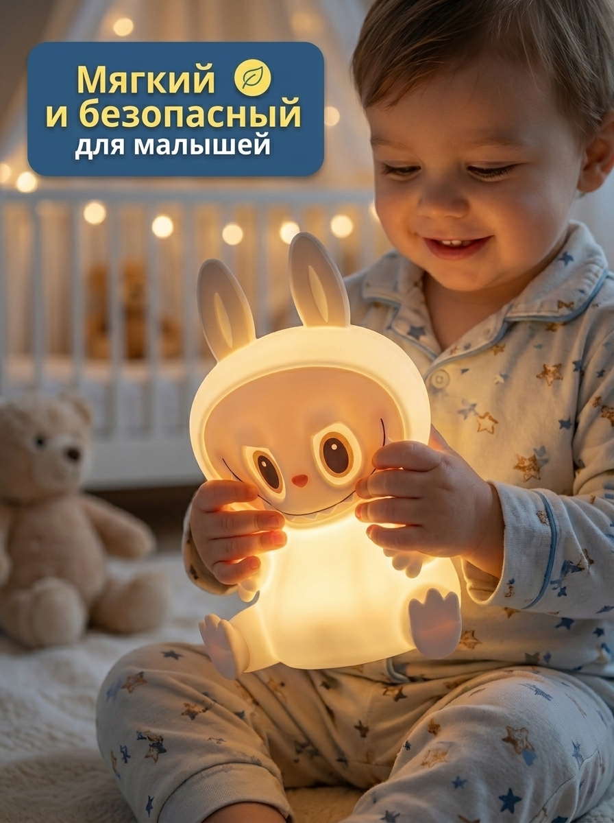 Игрушка ночник FUMIKO Лабубу желтый - фото 2