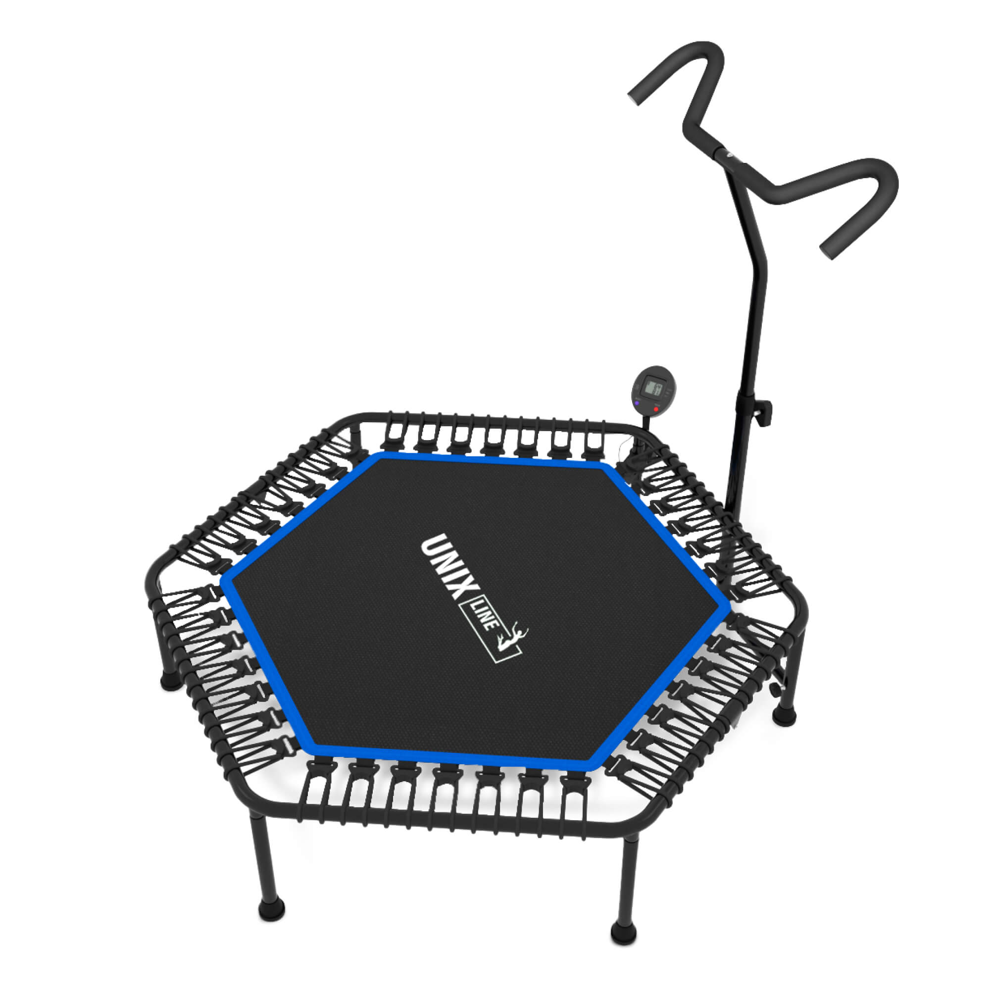 Батут fitness pro blue UNIX line спортивный с ручкой диаметр 125см до 130 кг счетчик прыжков - фото 15
