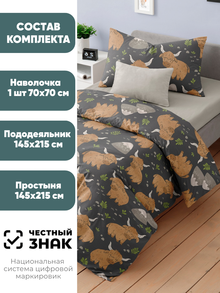 Комплект постельного белья Ночь Нежна Зубр полутораспальный 3 предм. - фото 2