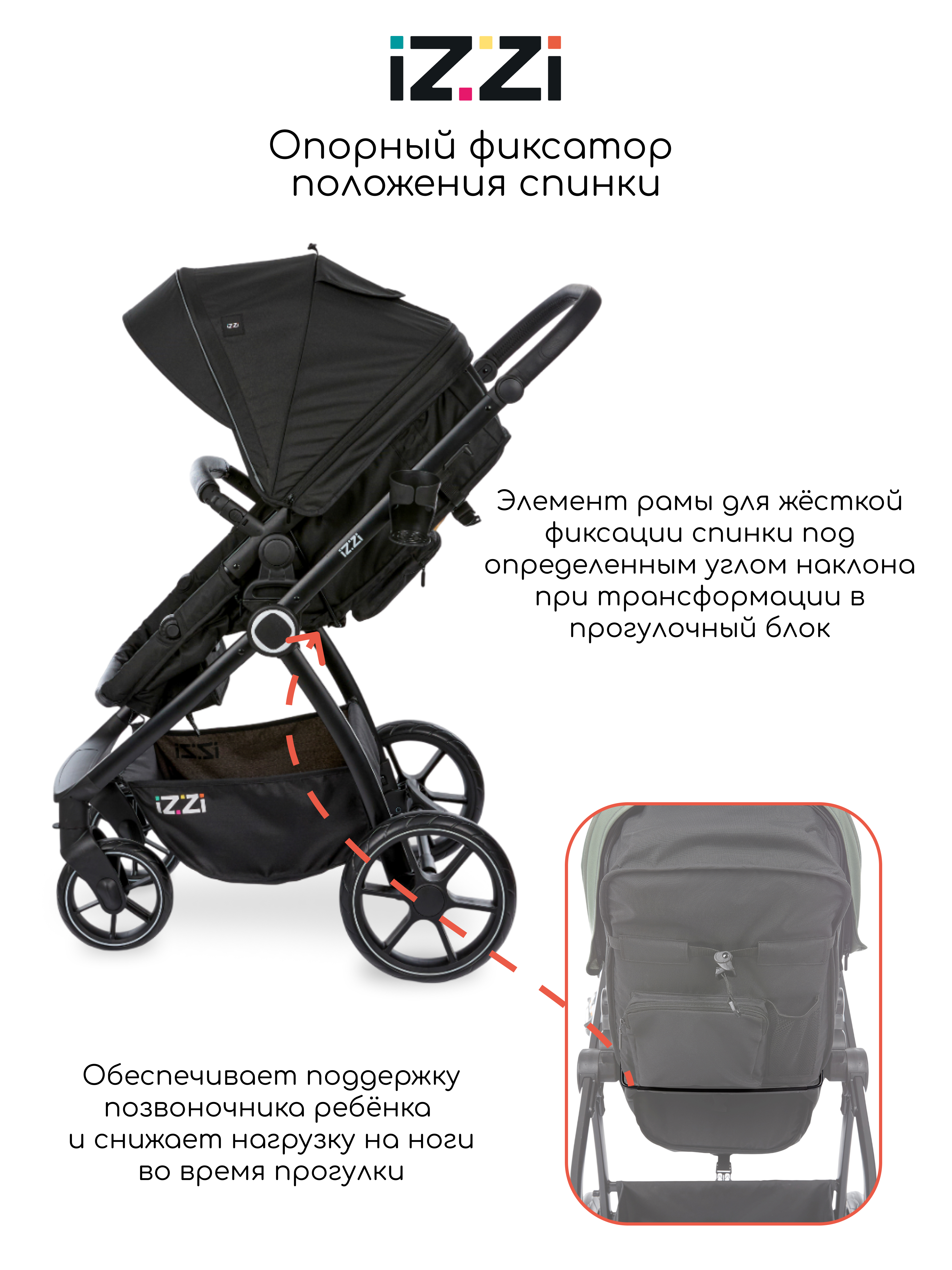Коляска трансформер iZZi Универсальная черный - фото 15
