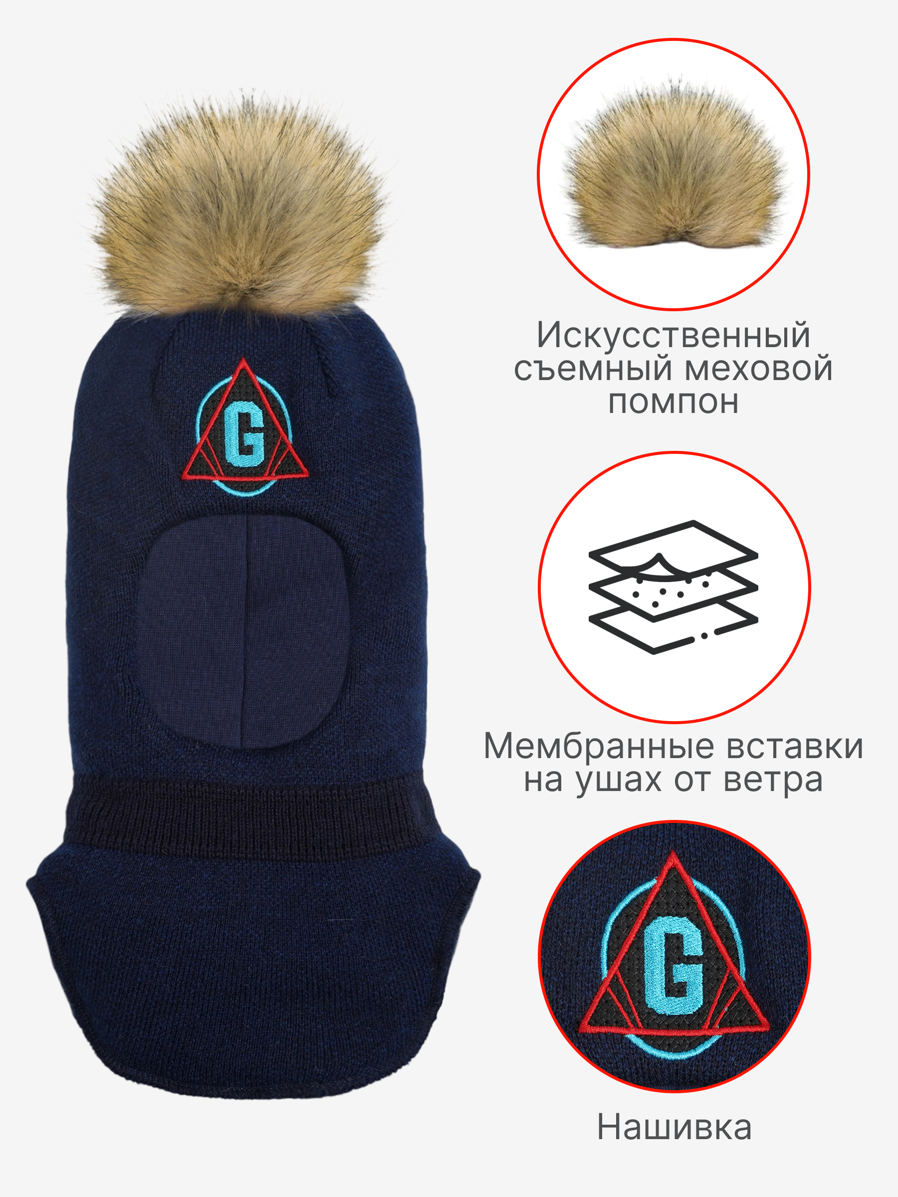Шапка-шлем GUSTI GW24AC1178B-NAVY - фото 3