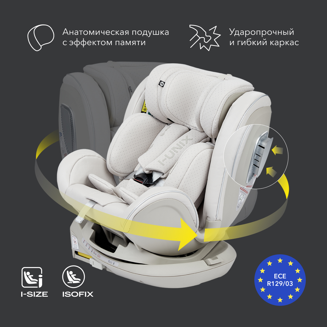 Автокресло Happy Baby I-Unix Isofix 0+/1/2/3 (0-36 кг) серый - фото 12