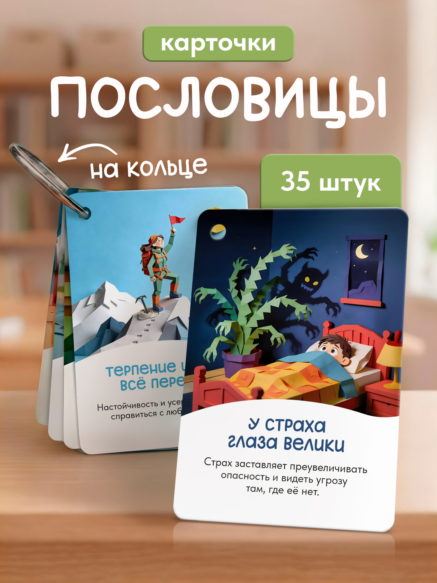 Изображение товара Карточки Выручалкин «Пословицы», 35 штук