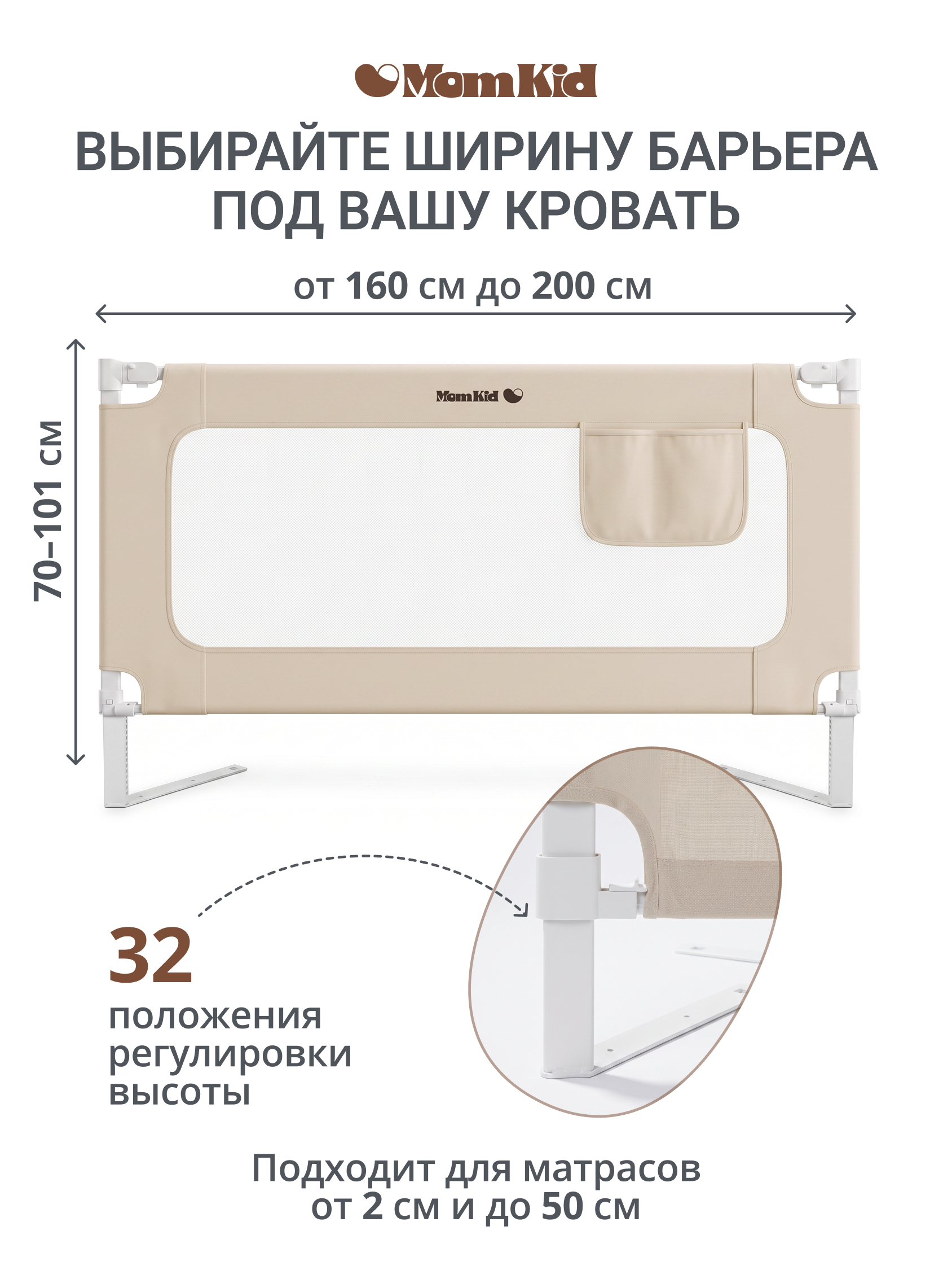 Барьер-ограничитель MomKid Защитный бортик на кровать 180 см - фото 4