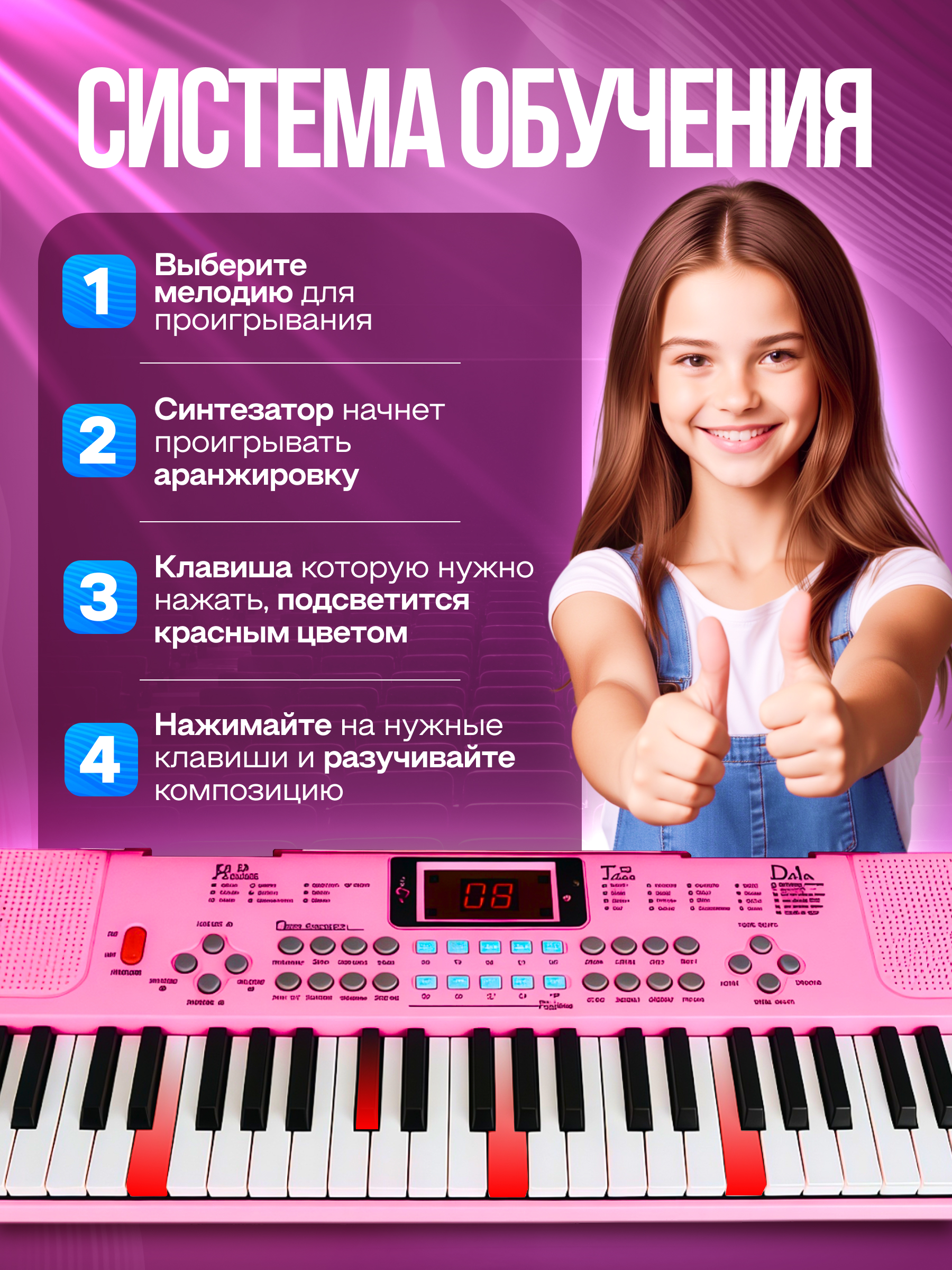 Игрушка музыкальная FAIRYMARY 61 клавиша Детский развивающий синтезатор, пианино - фото 3