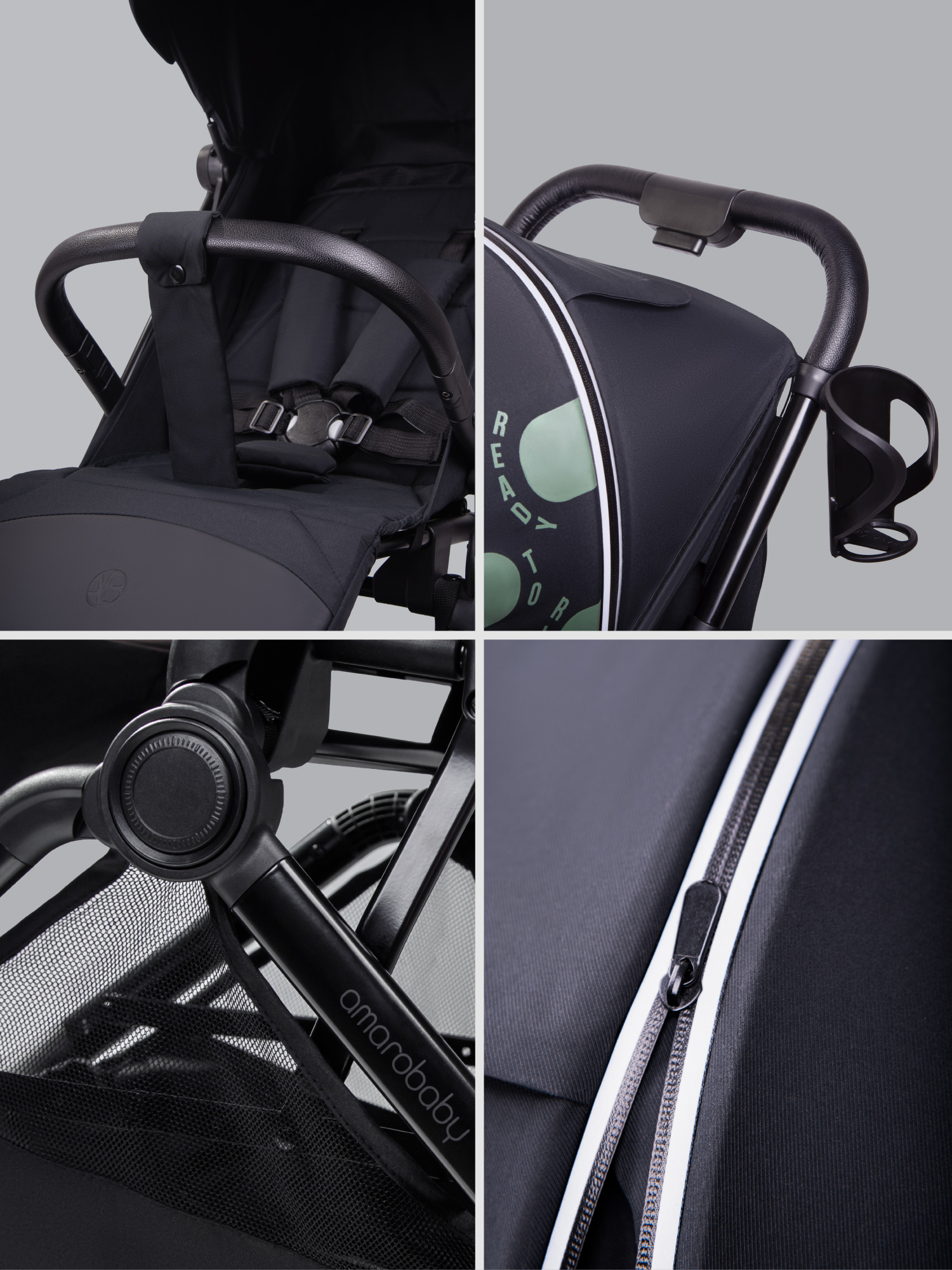 Коляска прогулочная Amarobaby Ride черный - фото 17