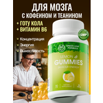 Витамины для мозга с готу кола кофеином Green Leaf Formula жевательные вкус лайма для концентрации энергии бодрости настроения теанин В6