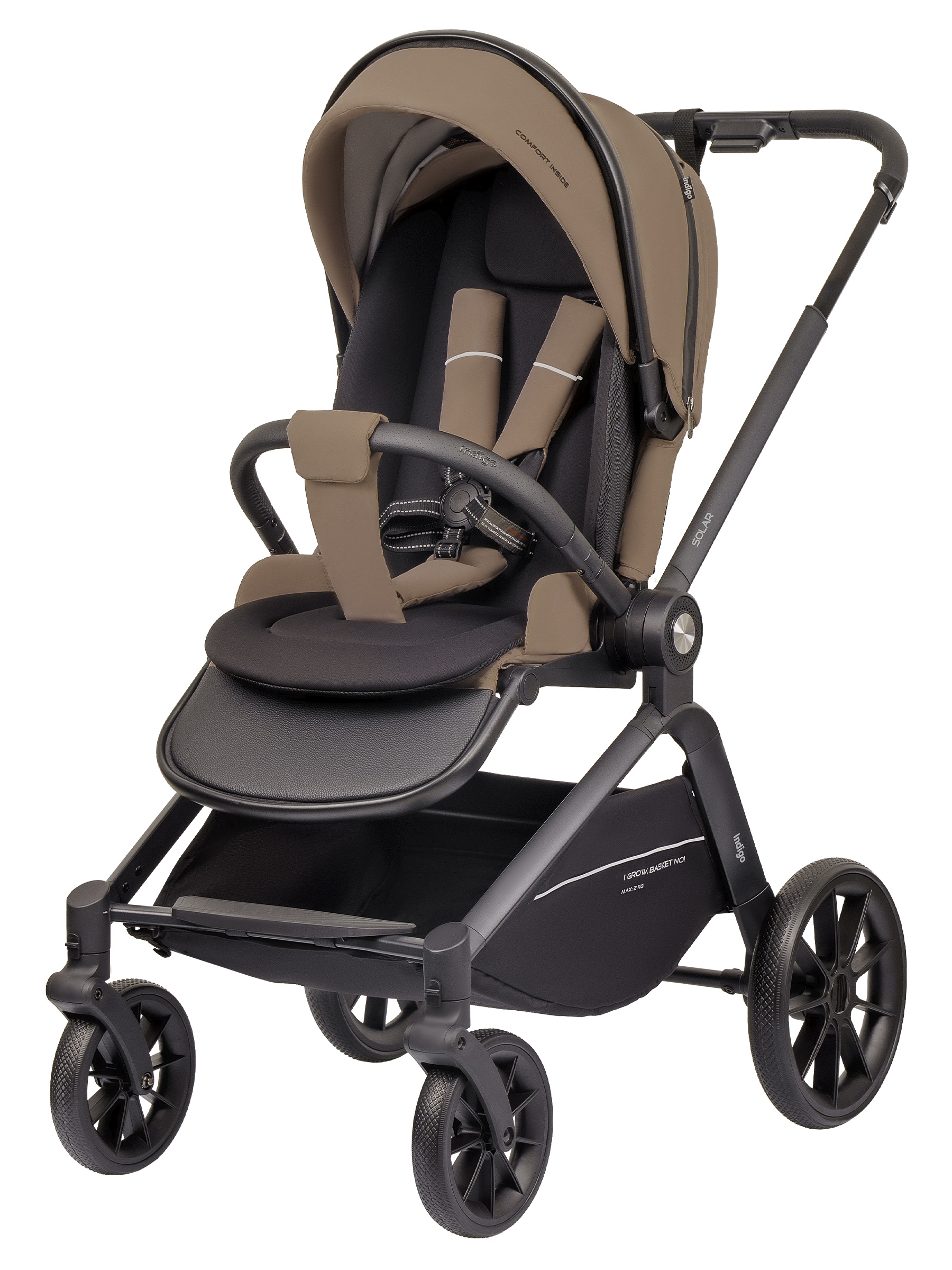 Коляска 3в1 Indigo Solar темно-бежевый - фото 10