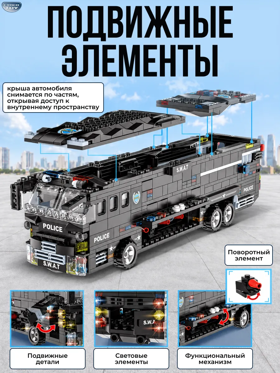 Конструктор CyberToy боевая машина SWAT 1014 дет. - фото 2