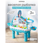 Настольная игра Solmax Веселая магнитная рыбалка с удочками и лыжи для детей 2в1 с пингвинами на горке