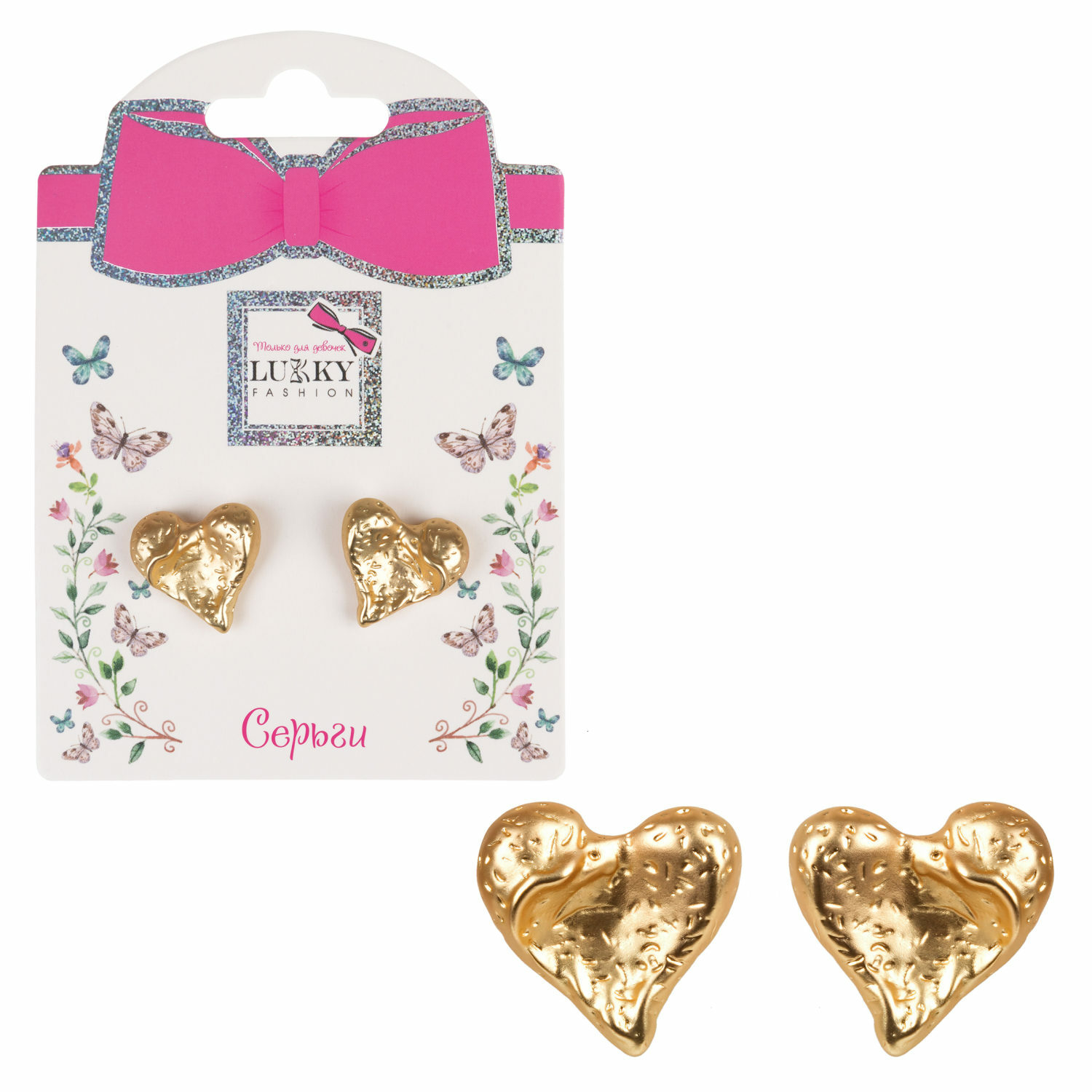 Серьги LUKKY Сердца 1 шт. Т24726 - фото 2
