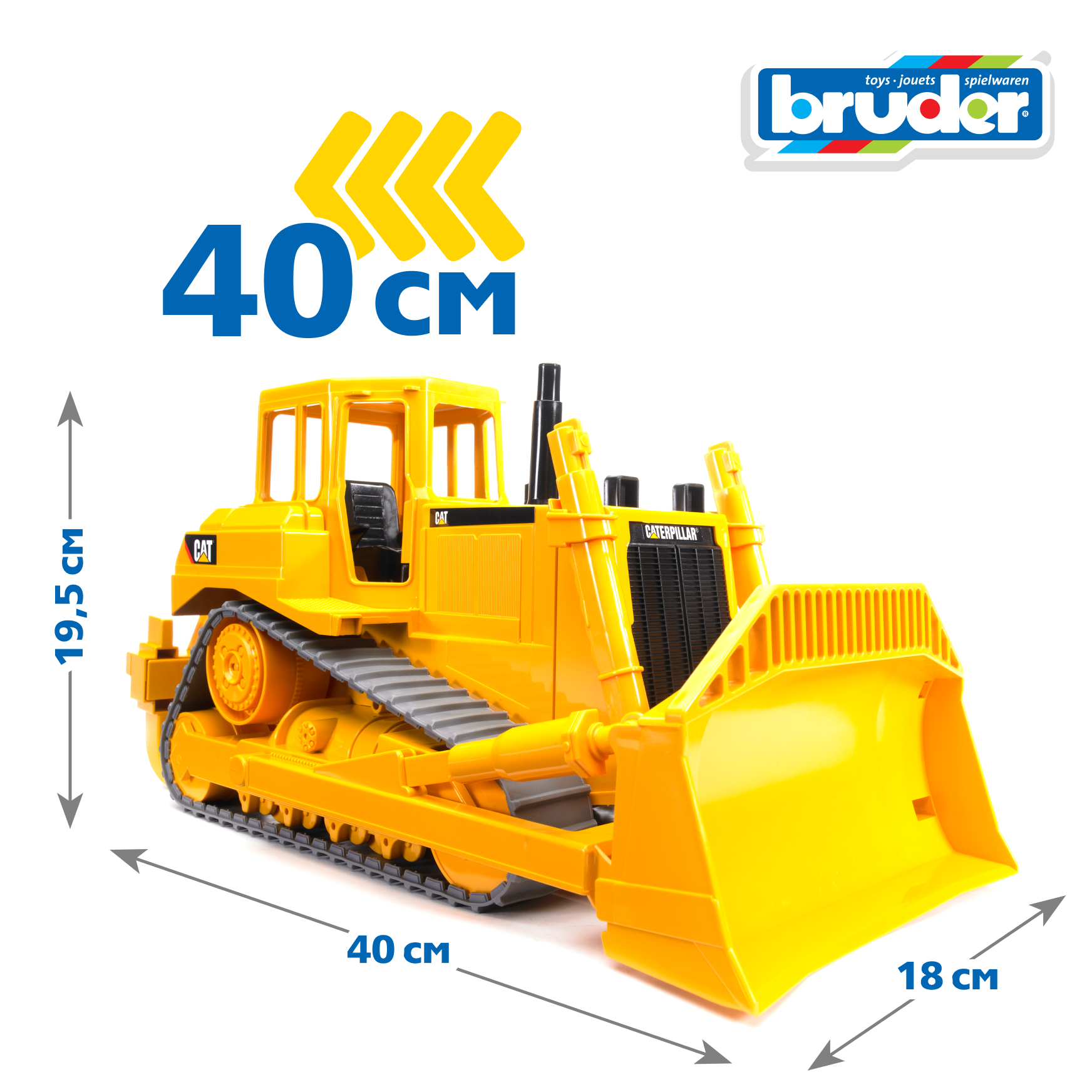 Бульдозер Bruder CAT гусеничный, 40 см 1:16 02-422 - фото 2