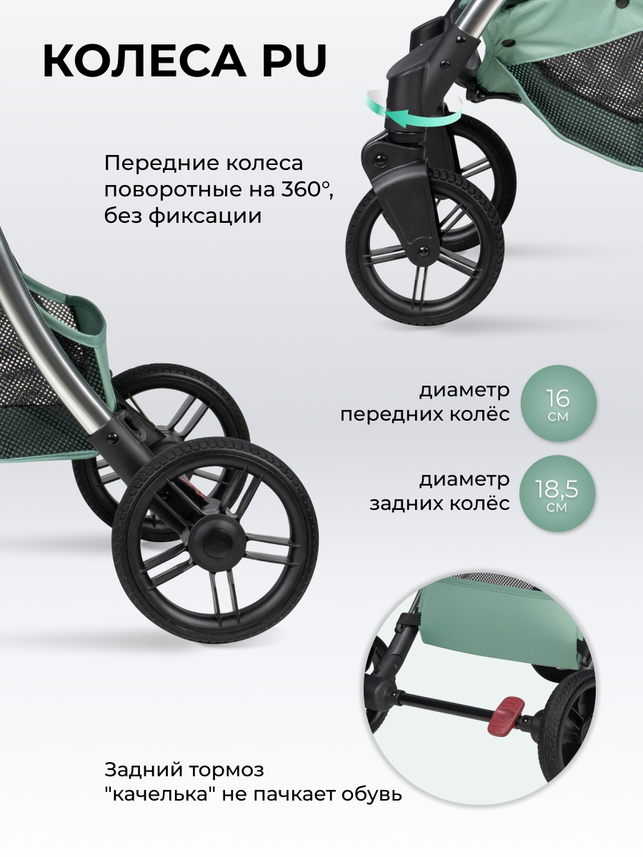 Коляска прогулочная Farfello Sunrise зеленый - фото 6