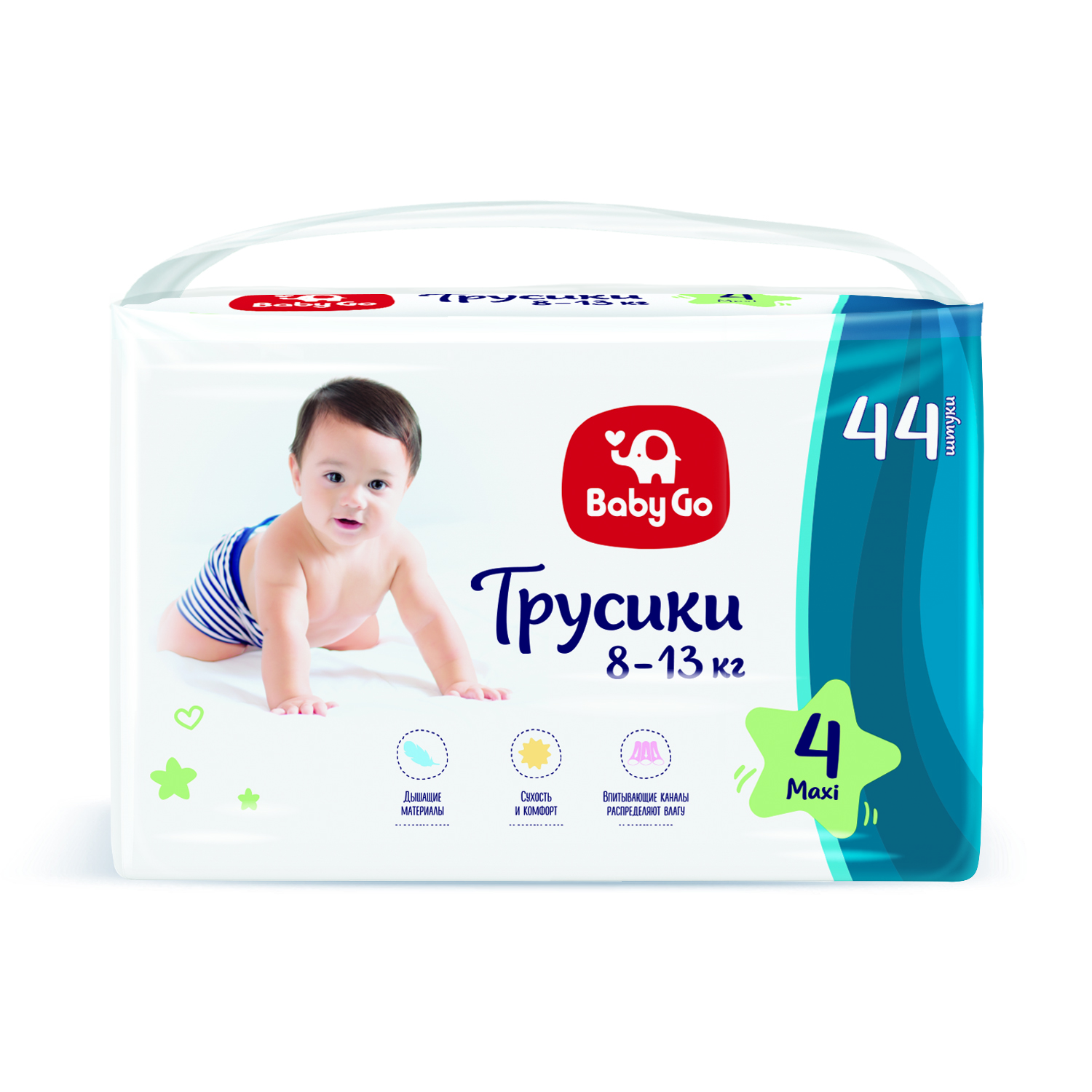 Трусики BabyGo Classic 4 (8-13 кг) 44 шт. - фото 4