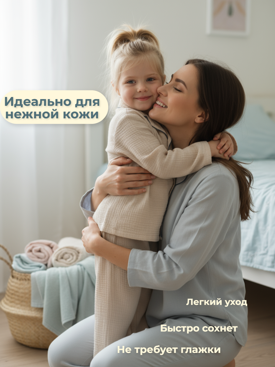 Пижама КВАРК лук пижама-муслин-беж - фото 4