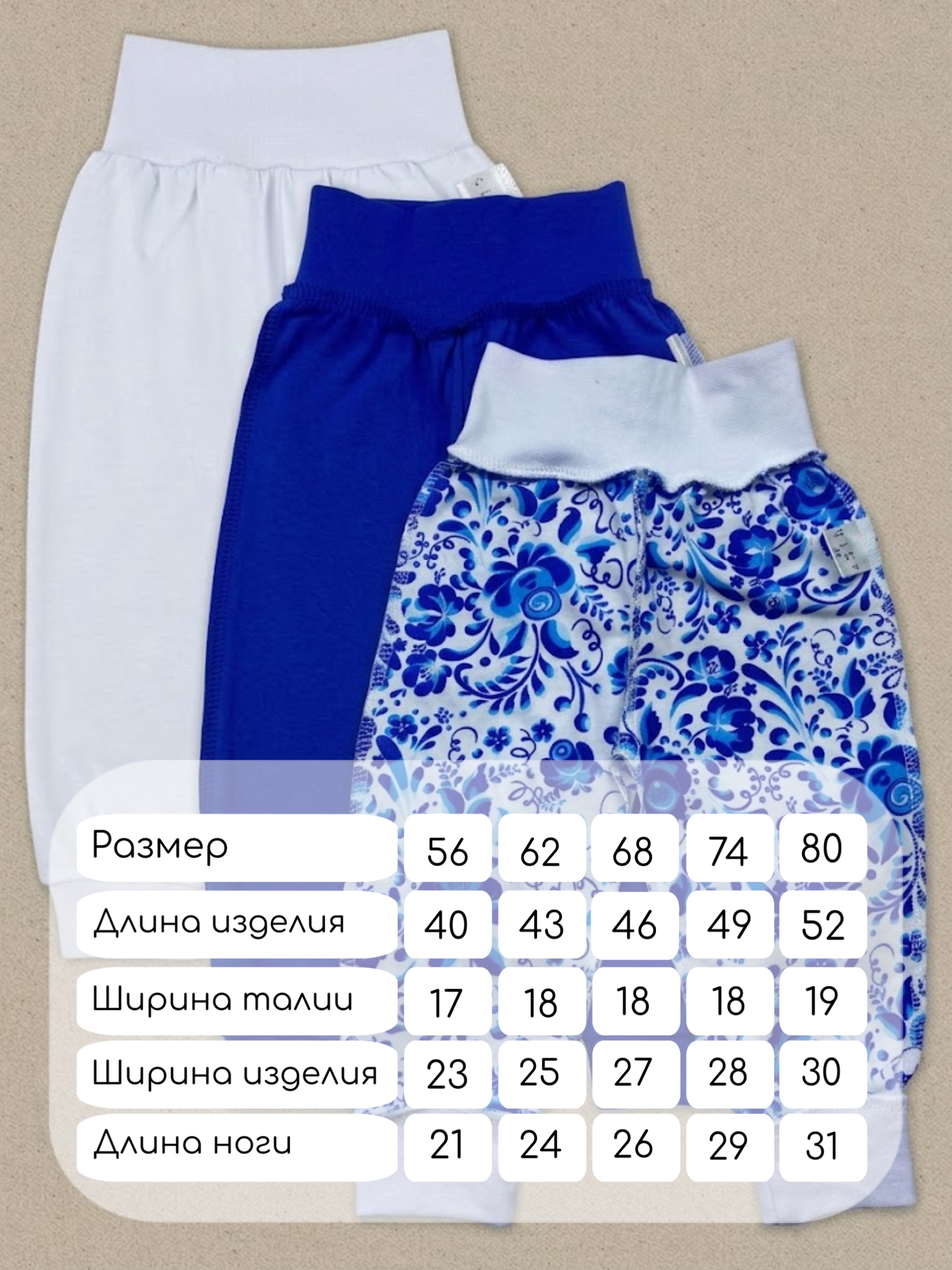 Штанишки 3 шт MIKO YUMI Bpants-гжель - фото 4
