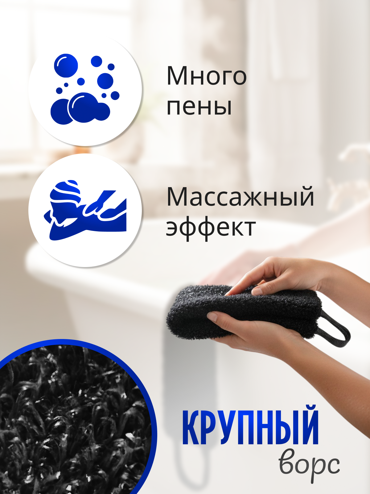 Мочалка PRO CLEANLY мужские и женские для душа - фото 5