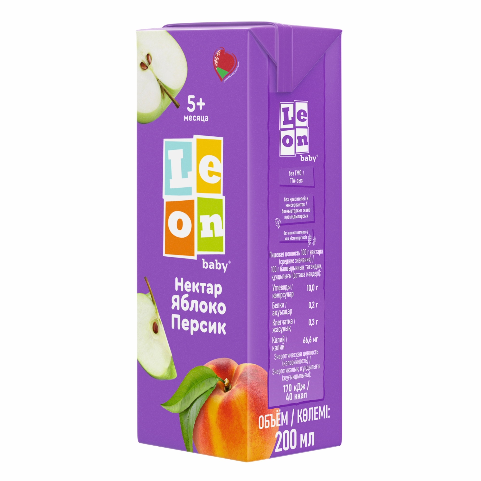 Нектар LEON baby Яблоко-Персик с 5 мес 0.2 л - фото 4