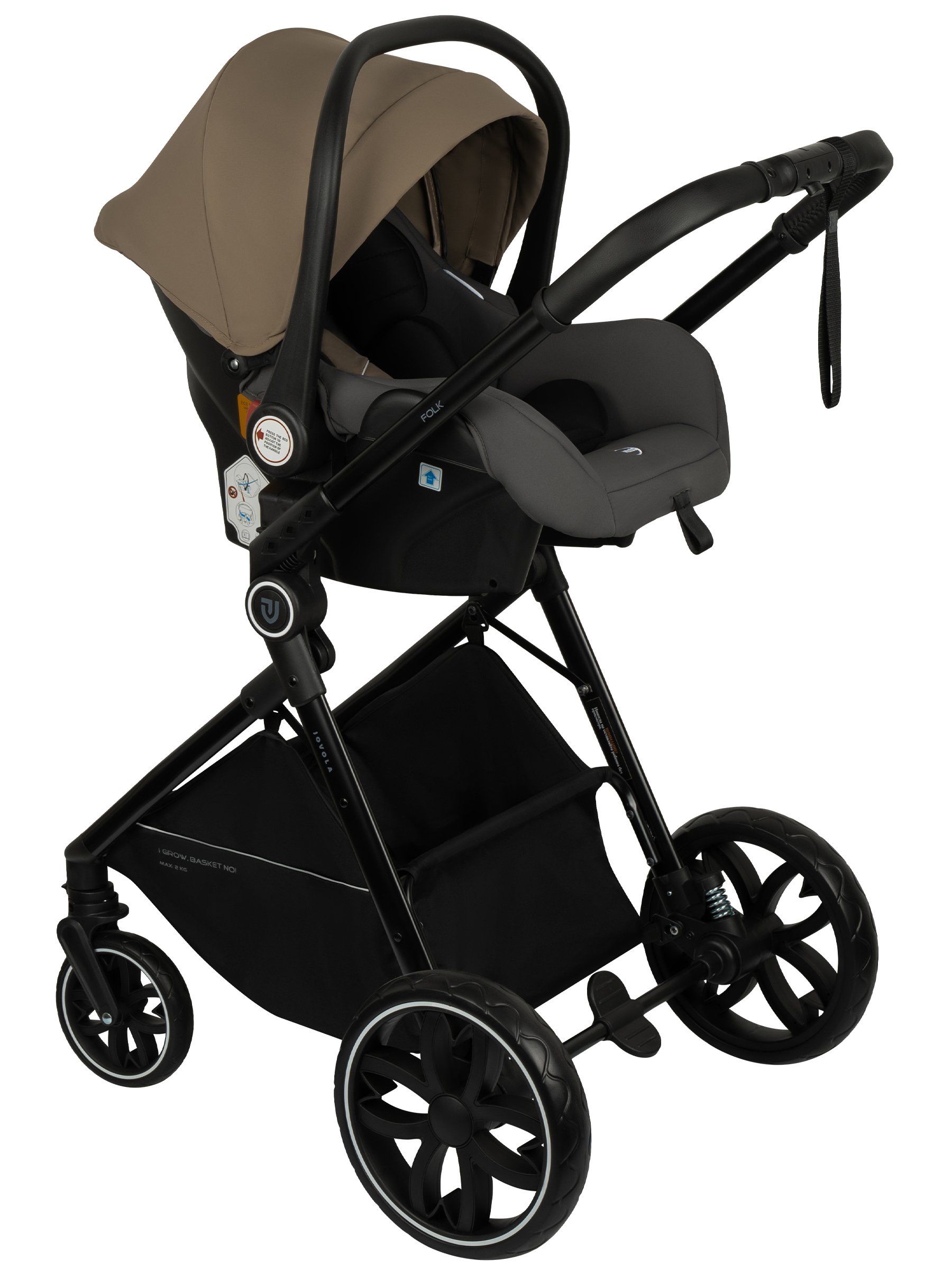 Коляска трансформер JOVOLA 3в1 Folk, темно-бежевый - фото 16