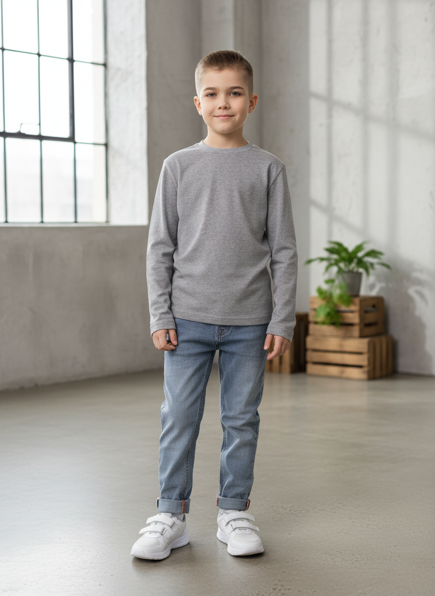 Изображение товара Лонгслив для мальчика и девочки 122 см хлопковый всесезонный свободный крой