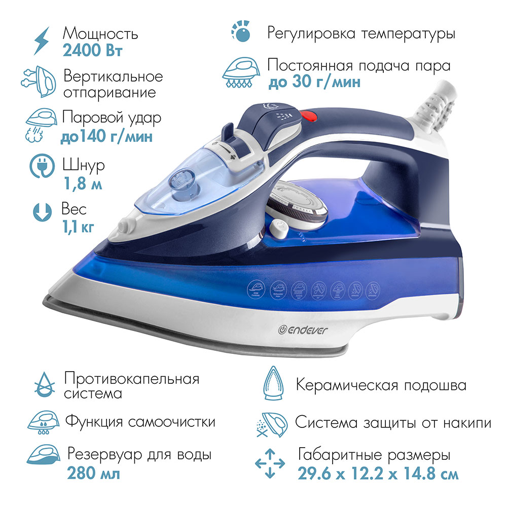 Электрический утюг ENDEVER DELTA-218 - фото 7
