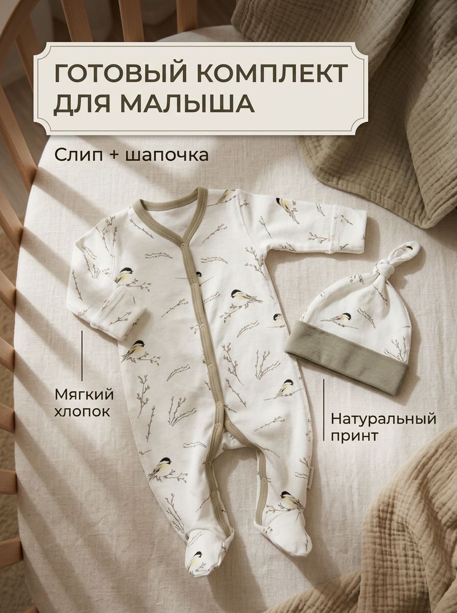 Комбинезон с шапочкой Milkymania 1094синички - фото 9