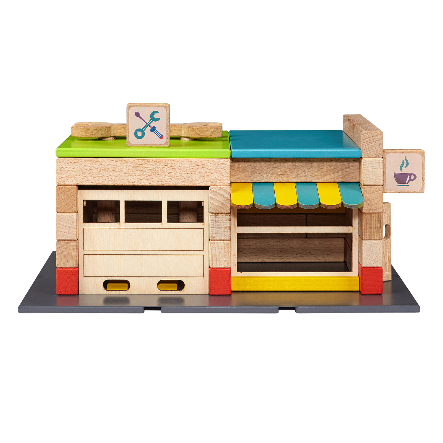 Конструктор WOOD BLOCKS Транспарк деревянный - фото 9