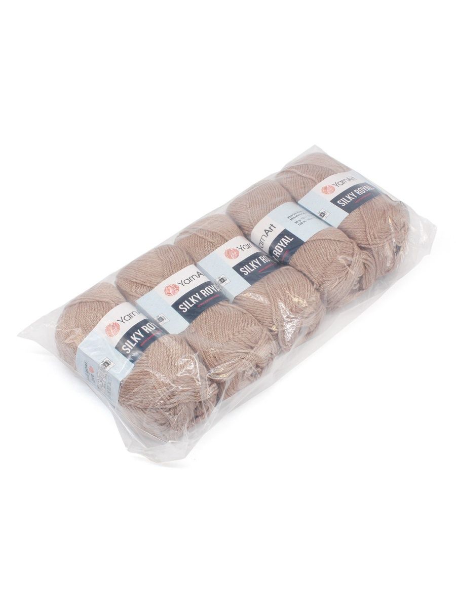 Пряжа YarnArt Silky Royal полушерстяная меринос 50 г 140 м 437 бежевый 5 мотков - фото 8