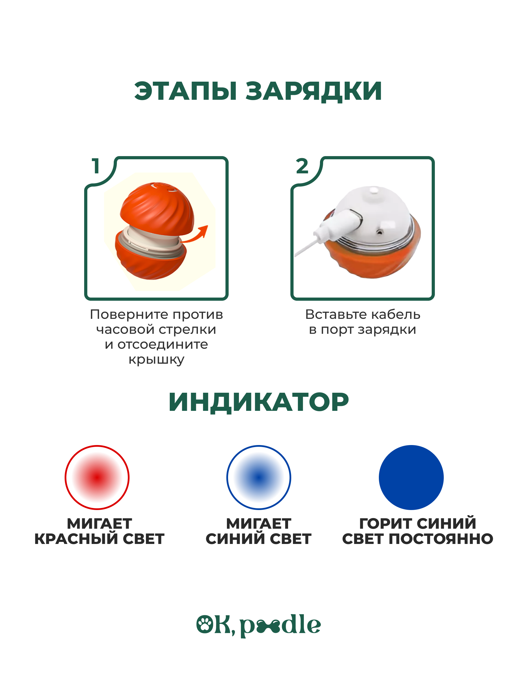 Игрушка интерактивная для собак Ok, Poodle умный мяч - фото 4