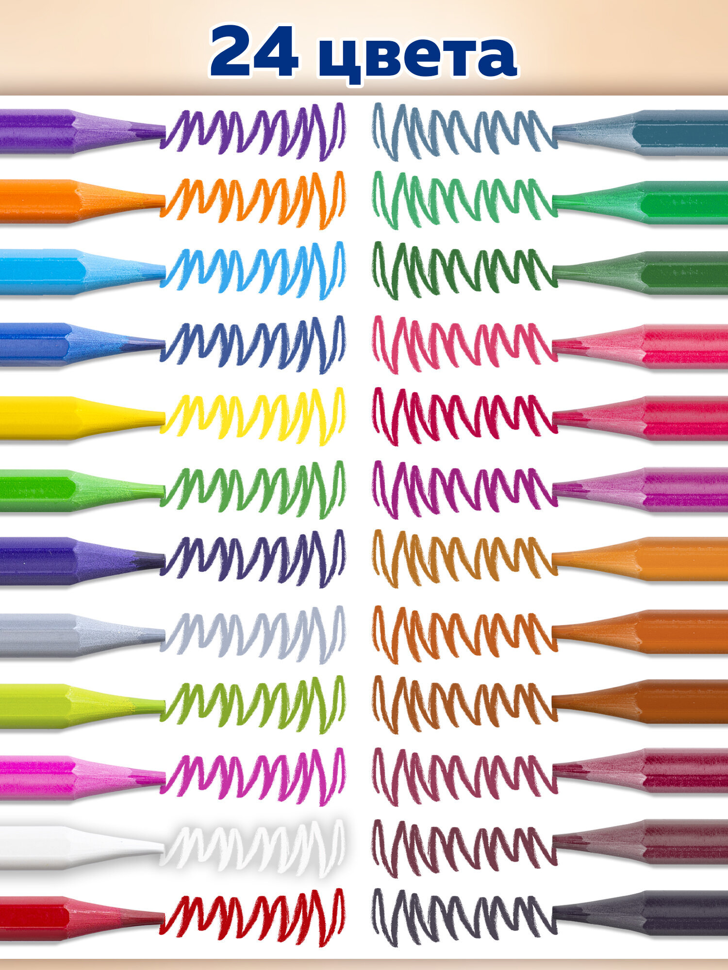 Карандаши цветные Brauberg 24 шт. - фото 2