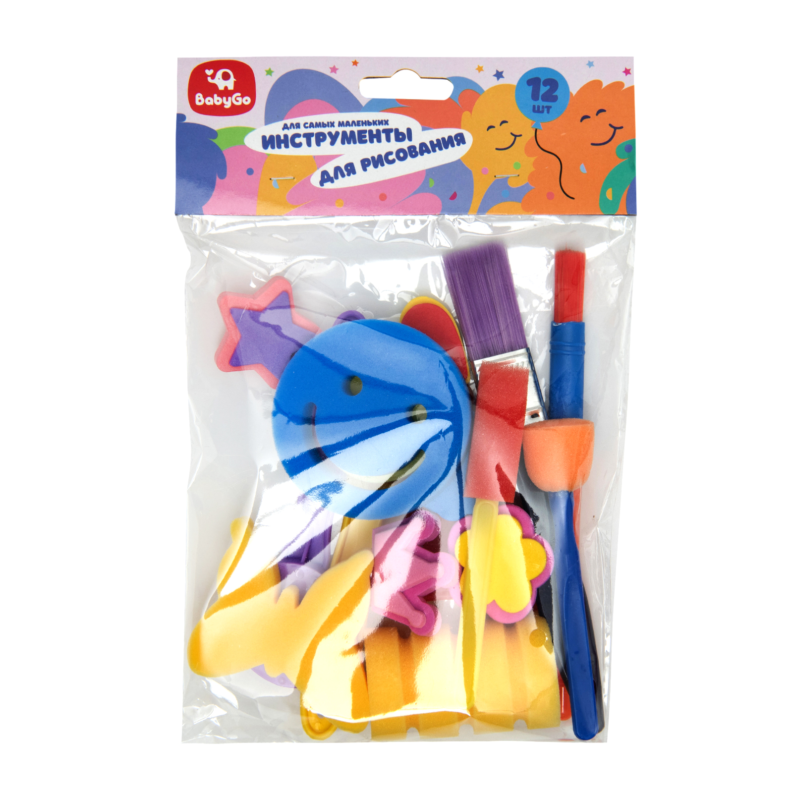 Кисть BabyGo 12 шт. (синтетика) - фото 1