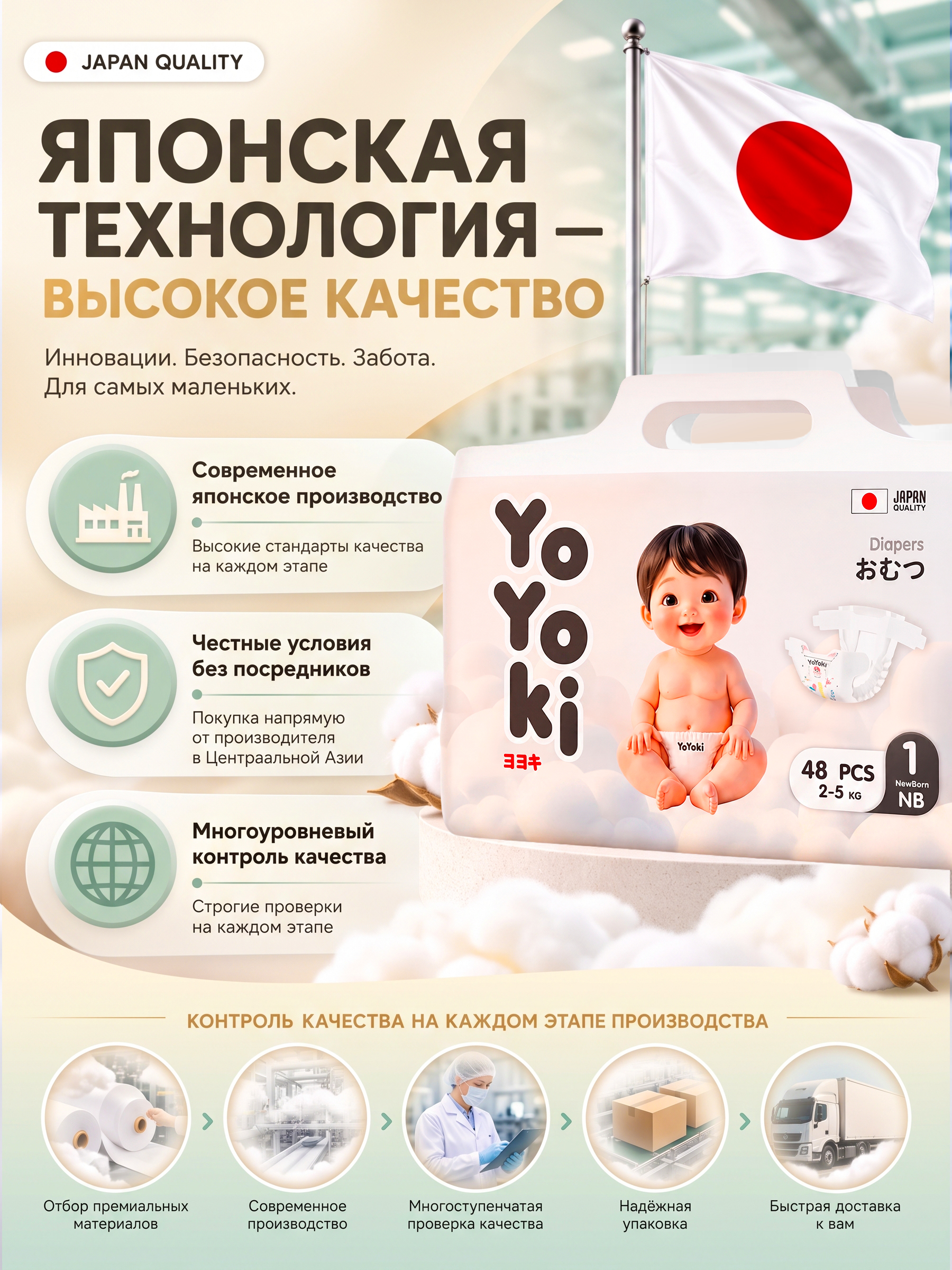 Подгузники Yoyoki 1 (2-5 кг) 48 шт. - фото 5