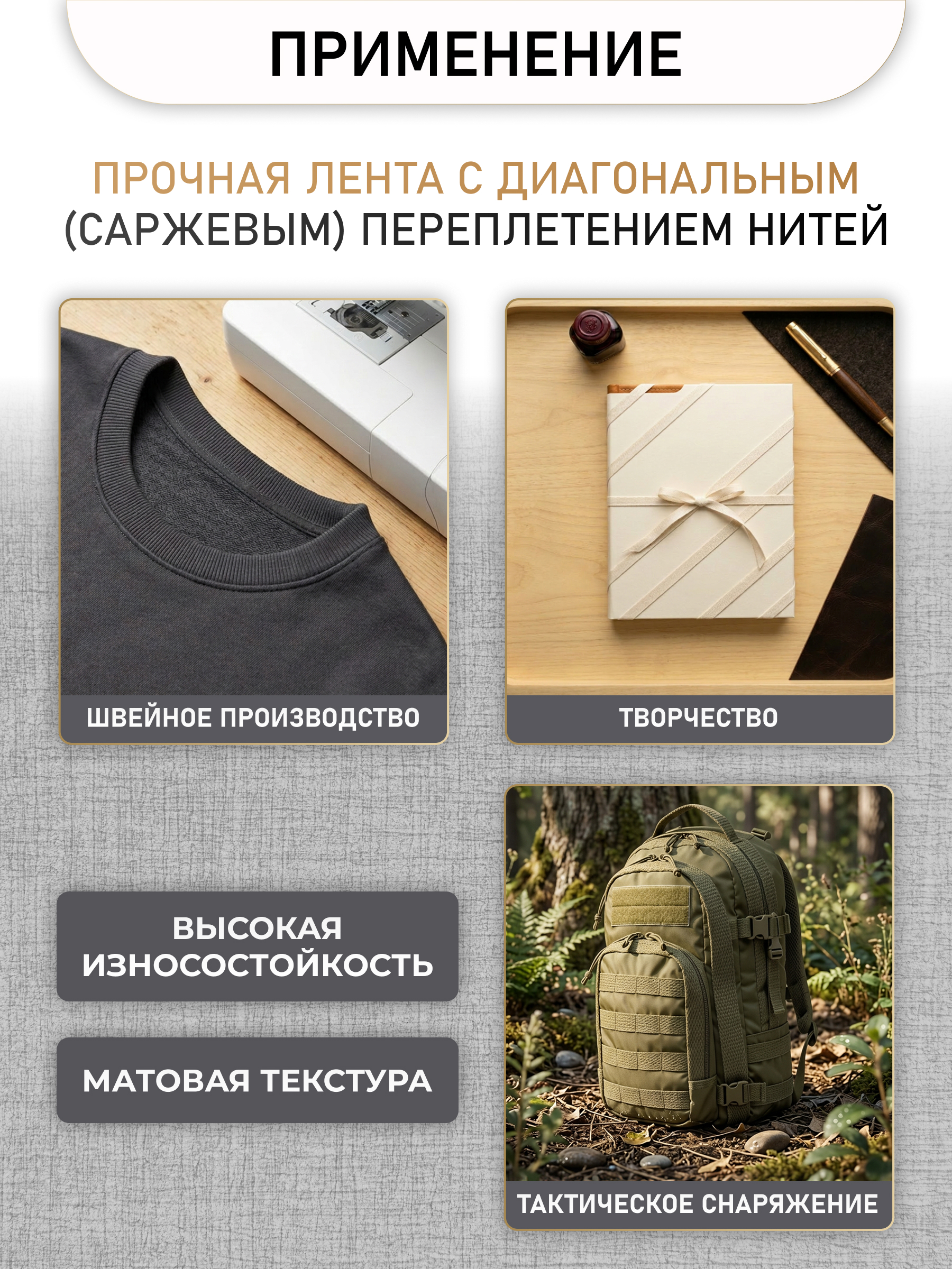 Лента киперная Айрис для шитья и рукоделия хлопковая 15 мм 50 м черная - фото 2