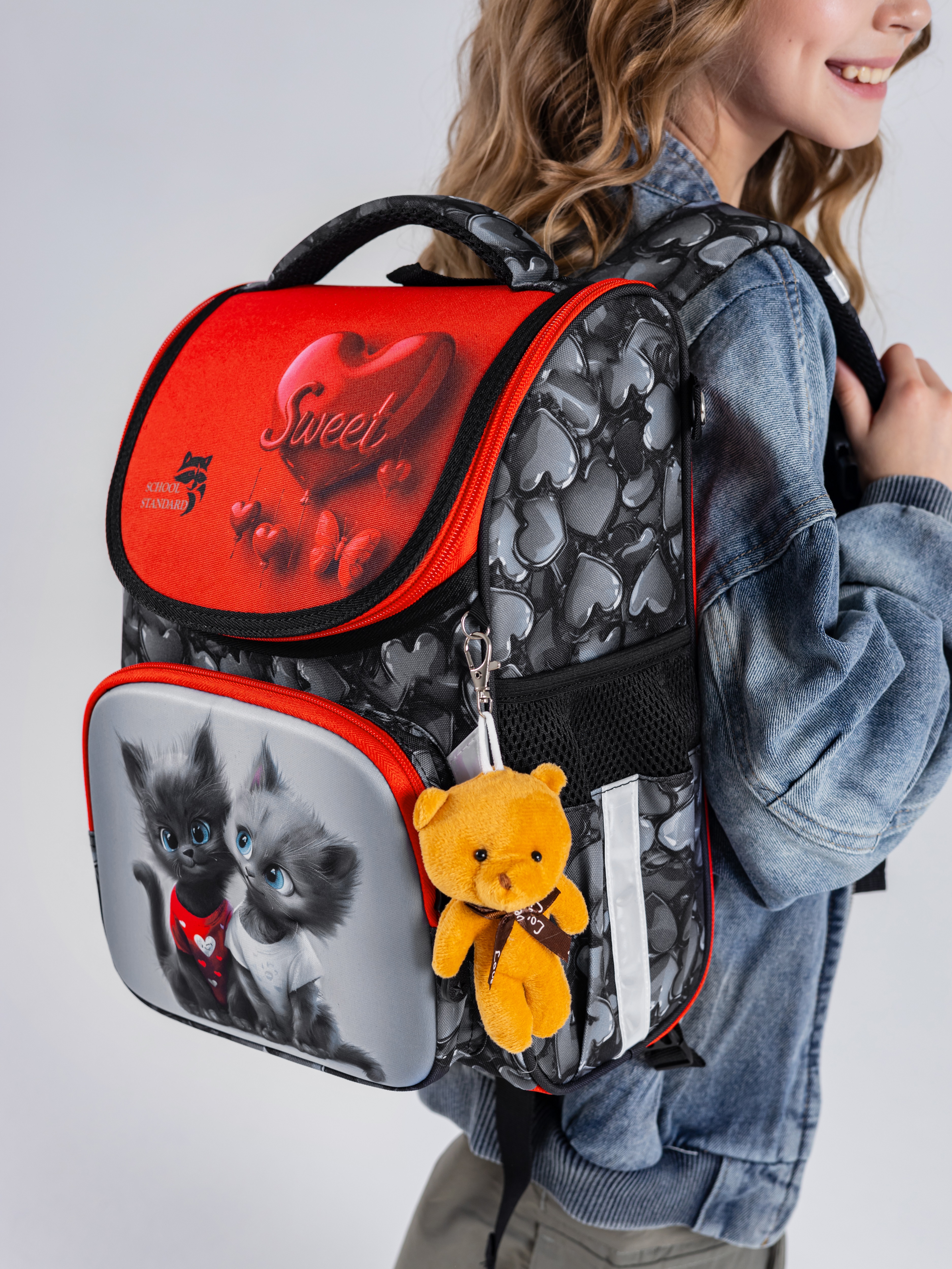 Ранец School Standard начальной школы 4 в 1 + мишка - фото 3