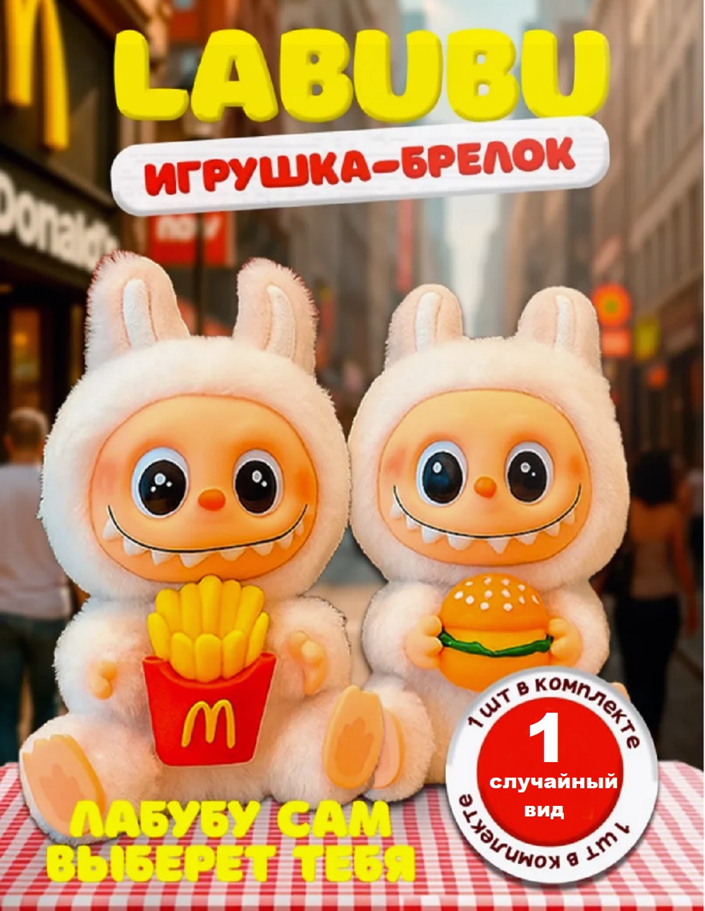 Мягкая игрушка ТОТОША Брелок Лабубу MакДональдс 15 см - фото 1