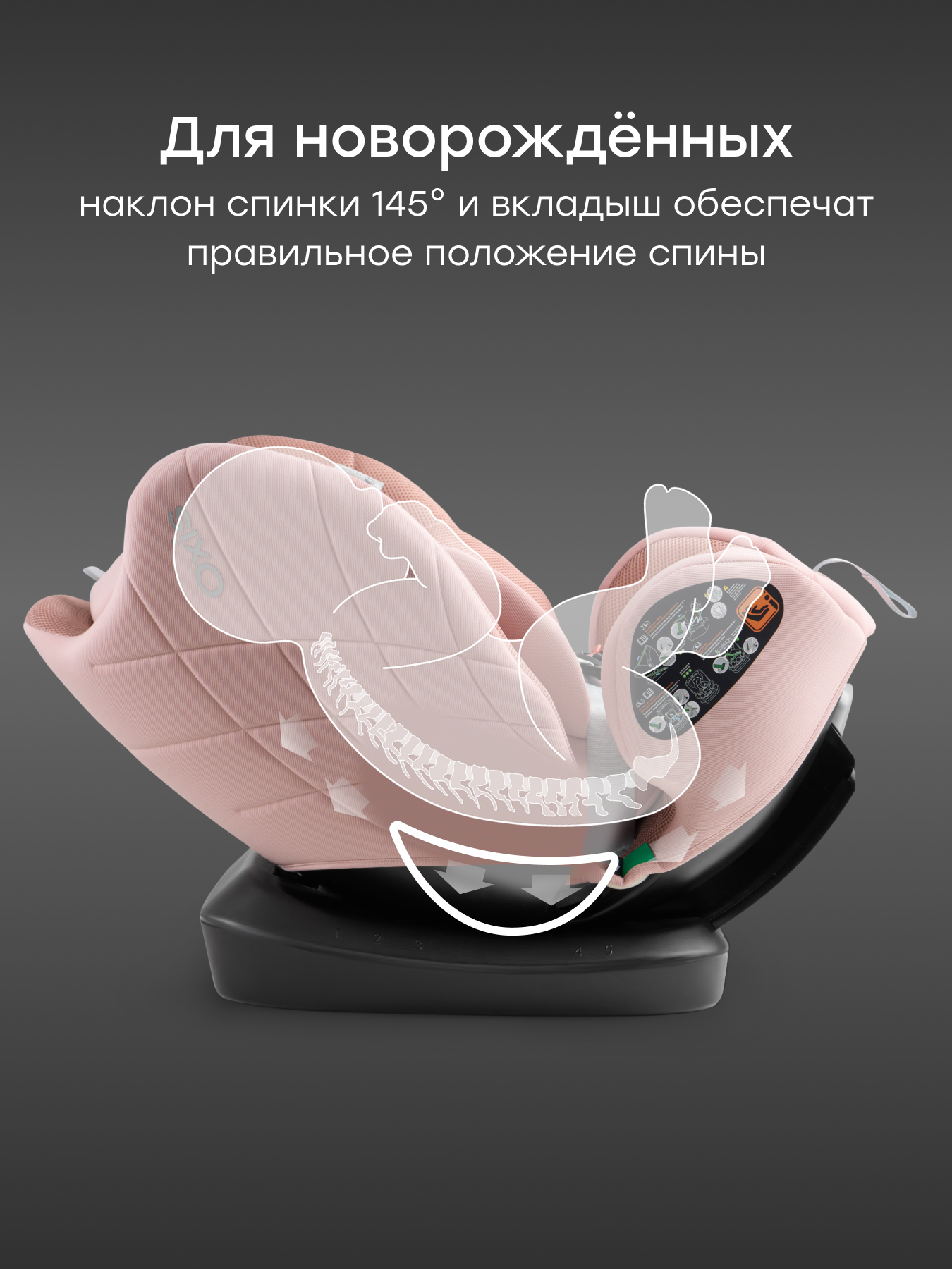 Автокресло Happy Baby Oxis 0+/1/2/3 (0-36 кг) розовый - фото 5