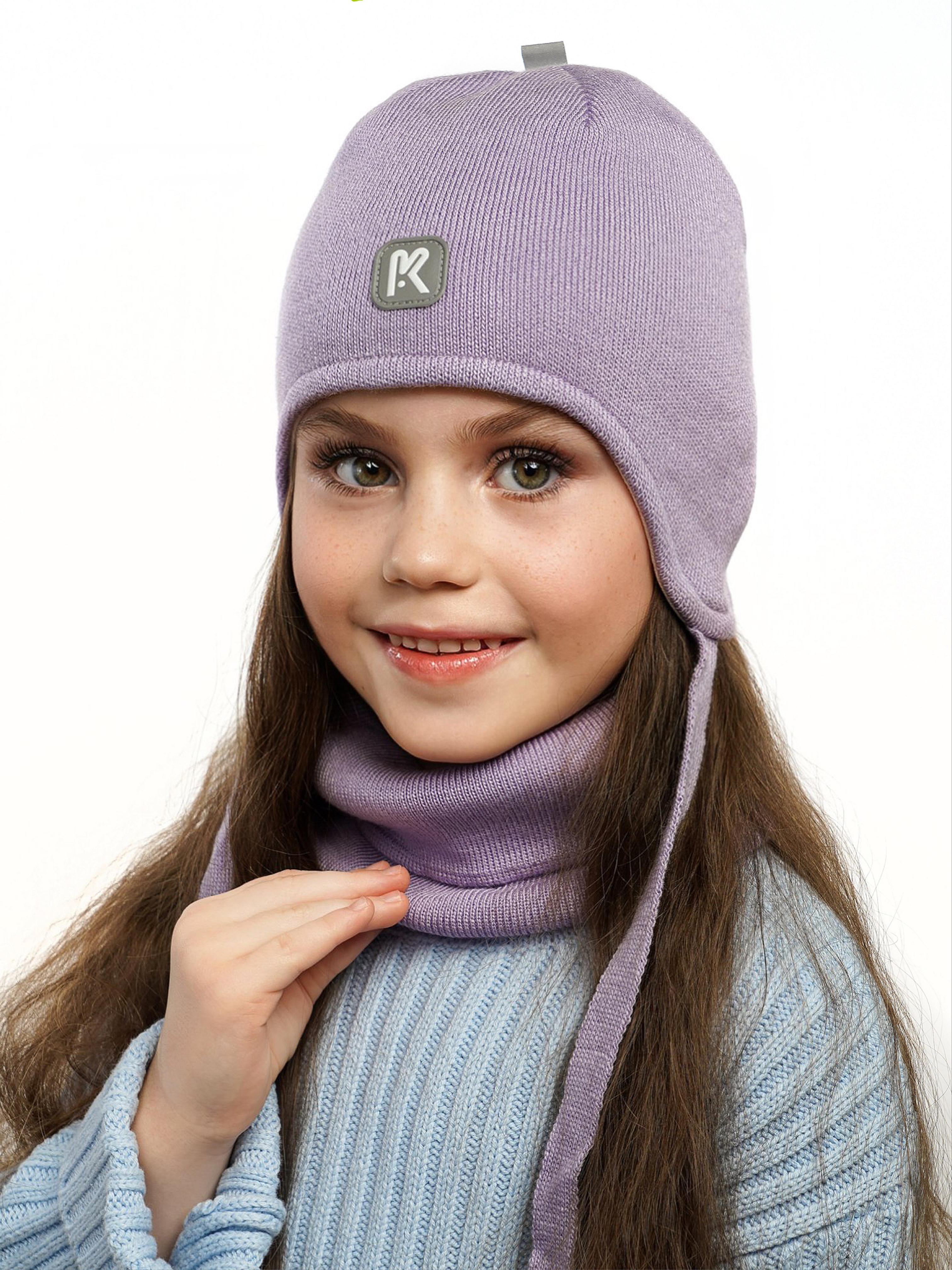 Шапка и снуд ПриКиндер U-Sp232724 Цвет: Сиреневый - фото 1