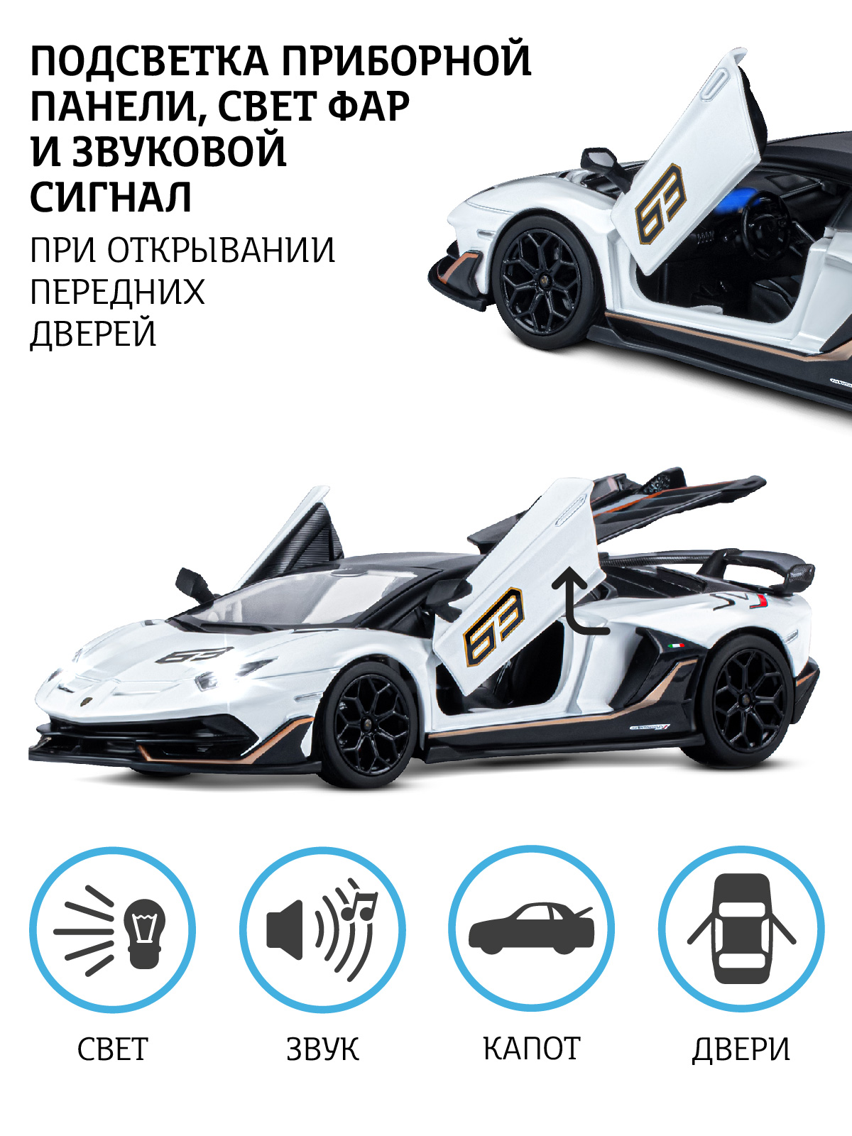 Автомобиль АВТОпанорама Lamborghini Aventador SVJ 1:24 JB1251510 - фото 2