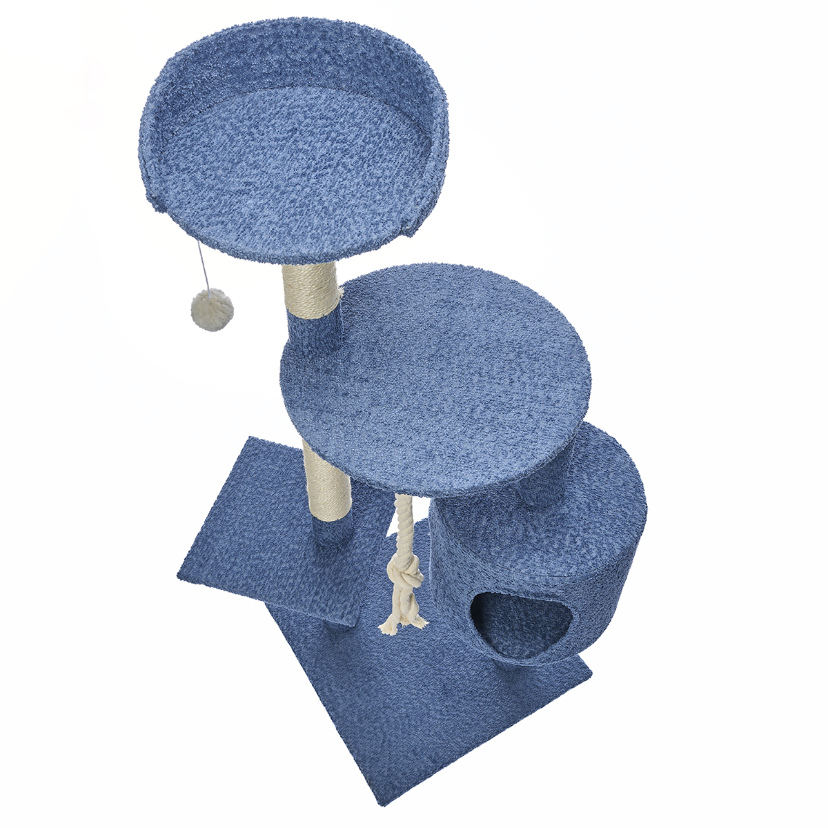 Дом-когтеточка для кошек Не один дома Boucle синий 45*45*112см - фото 5